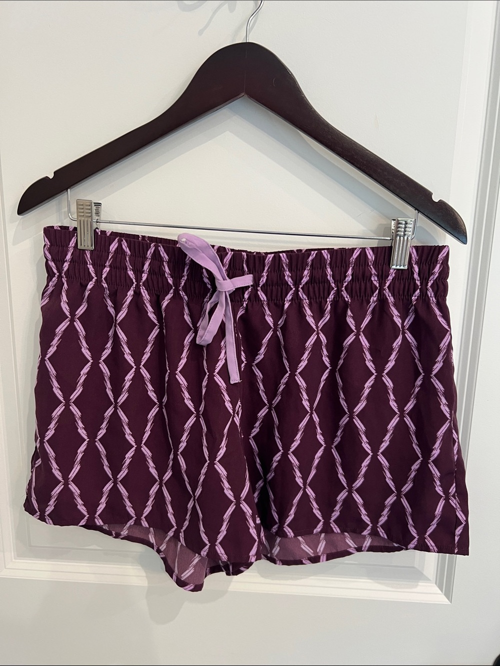 Gilligan & O'Malley Silky Purple Geometric Print Sleep Shorts Size M